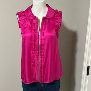 Marc by Marc Jacobs Blouse SILK Sleeveless Top Pleated Accents Pink Sz S